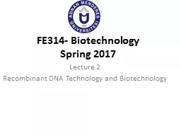 Lecture   2 Recombinant  DNA