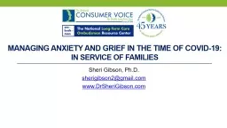 Managing anxiety and grief in the Time of COVID-19: