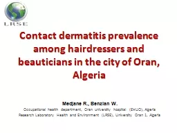 Contact dermatitis prevalence among hairdressers and beauticians in the city of Oran,