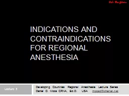 Indications and Contraindications for Regional Anesthesia