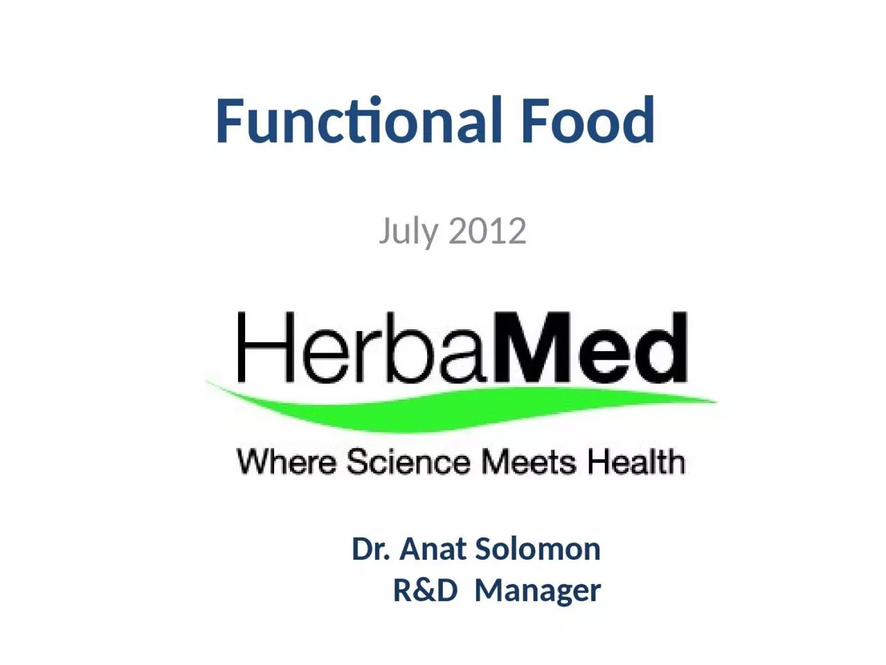 Functional Food July 2012