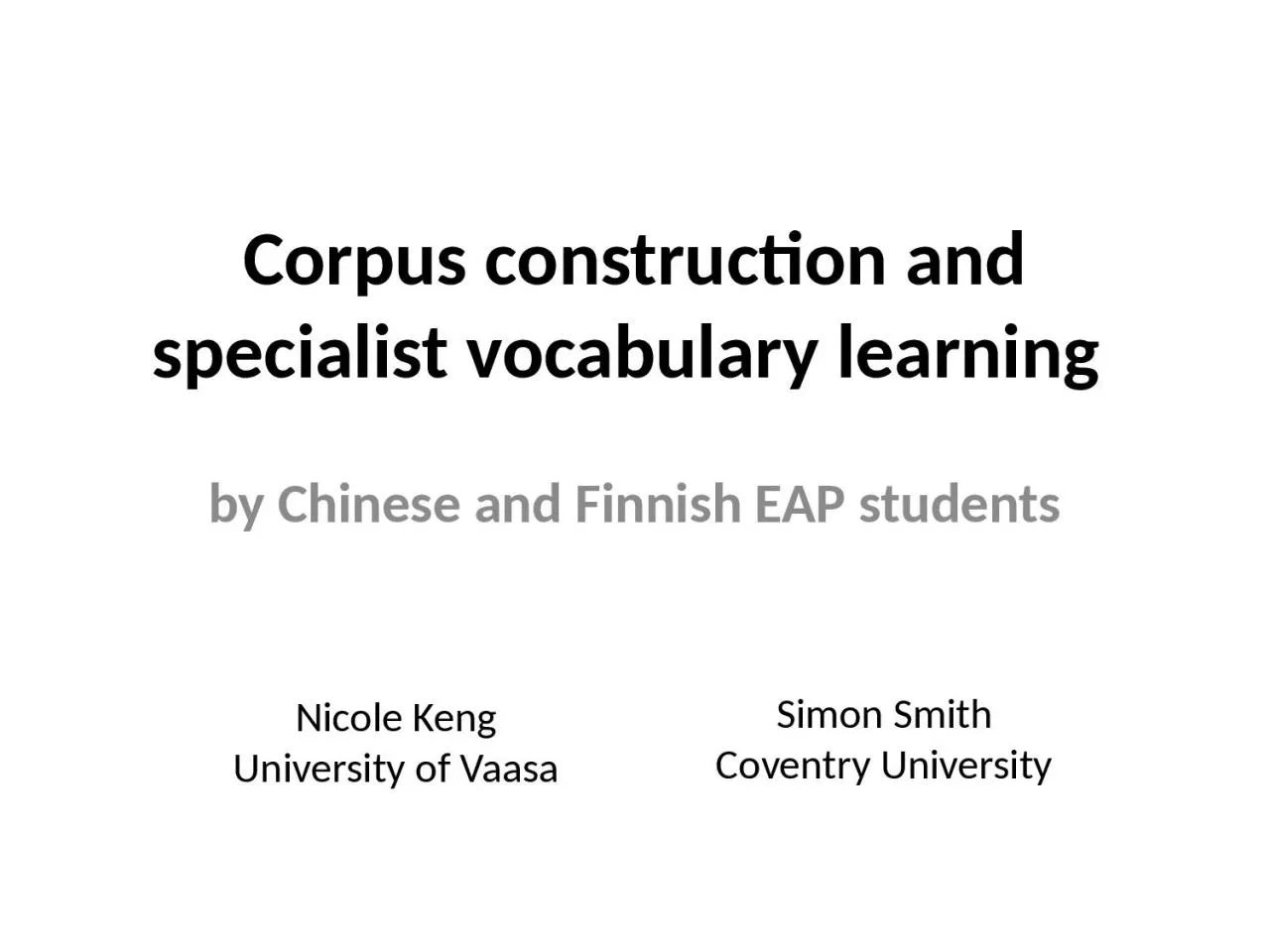 Corpus construction and specialist vocabulary learning