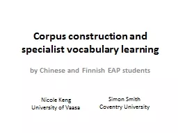 Corpus construction and specialist vocabulary learning
