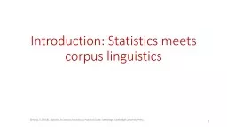 Introduction: Statistics meets corpus linguistics