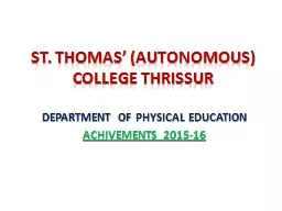 ST. THOMAS’ (Autonomous) COLLEGE Thrissur