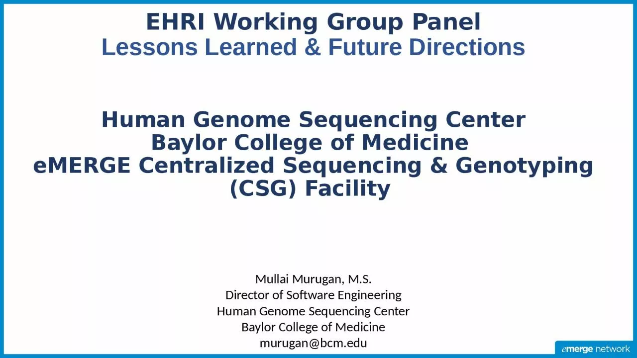 PPT-EHRI Working Group Panel