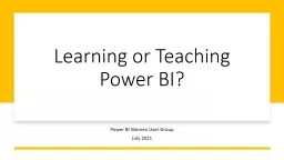 Learning or Teaching Power BI?