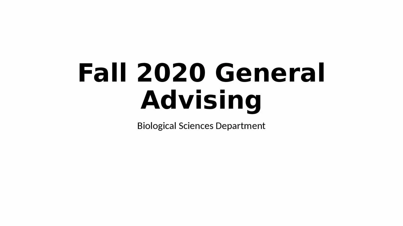 Fall 2020 General Advising