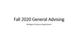Fall 2020 General Advising