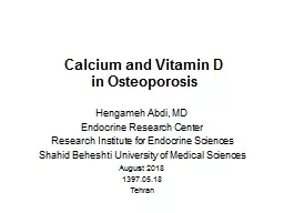 Calcium and Vitamin D  in Osteoporosis