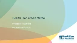 Provider Training Last Revised-August