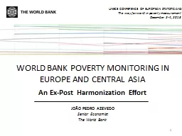 WORLD BANK POVERTY MONITORING IN EUROPE AND CENTRAL ASIA