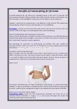Benefits of Coolsculpting for fat loose