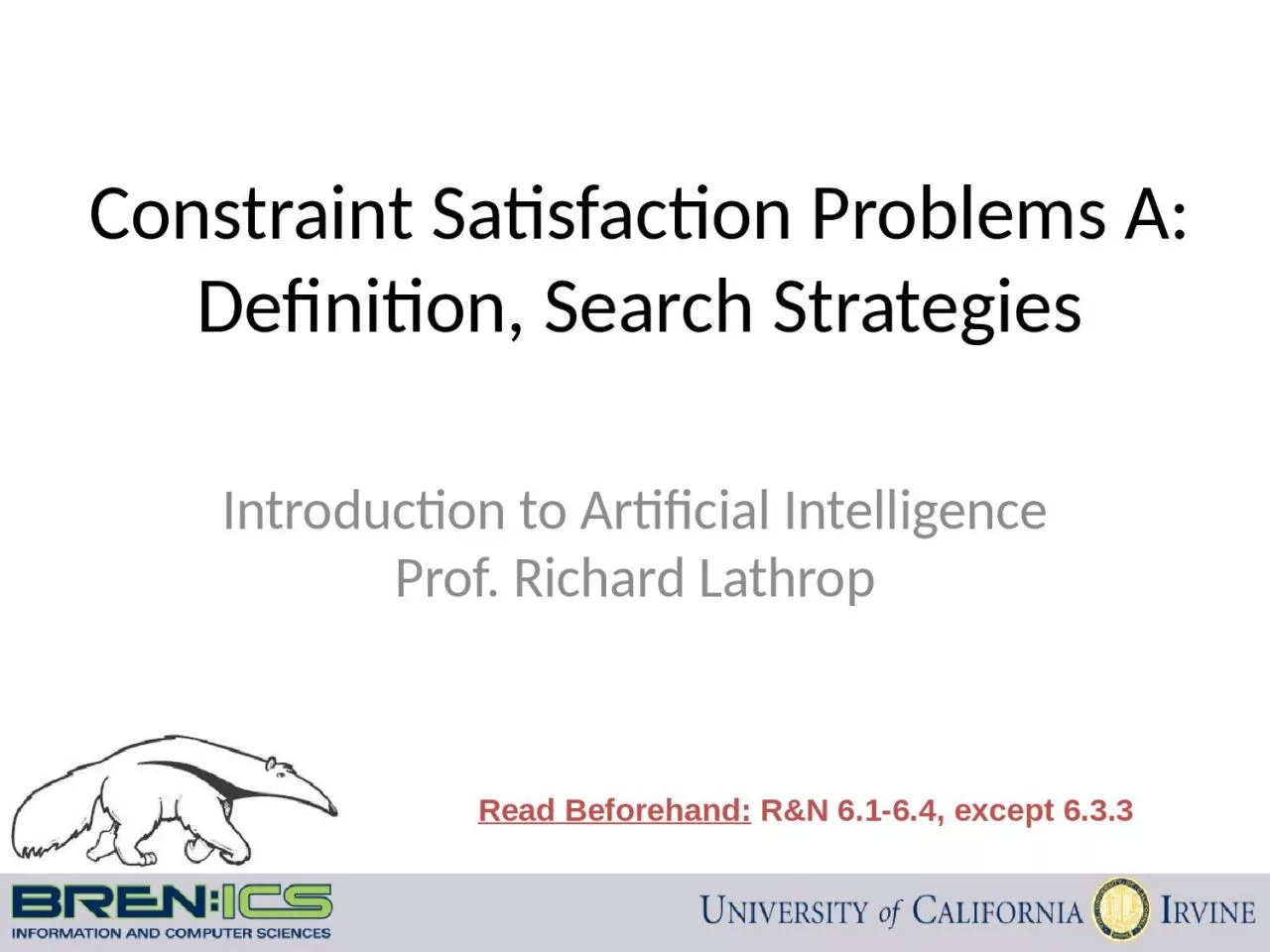 Constraint Satisfaction Problems A: