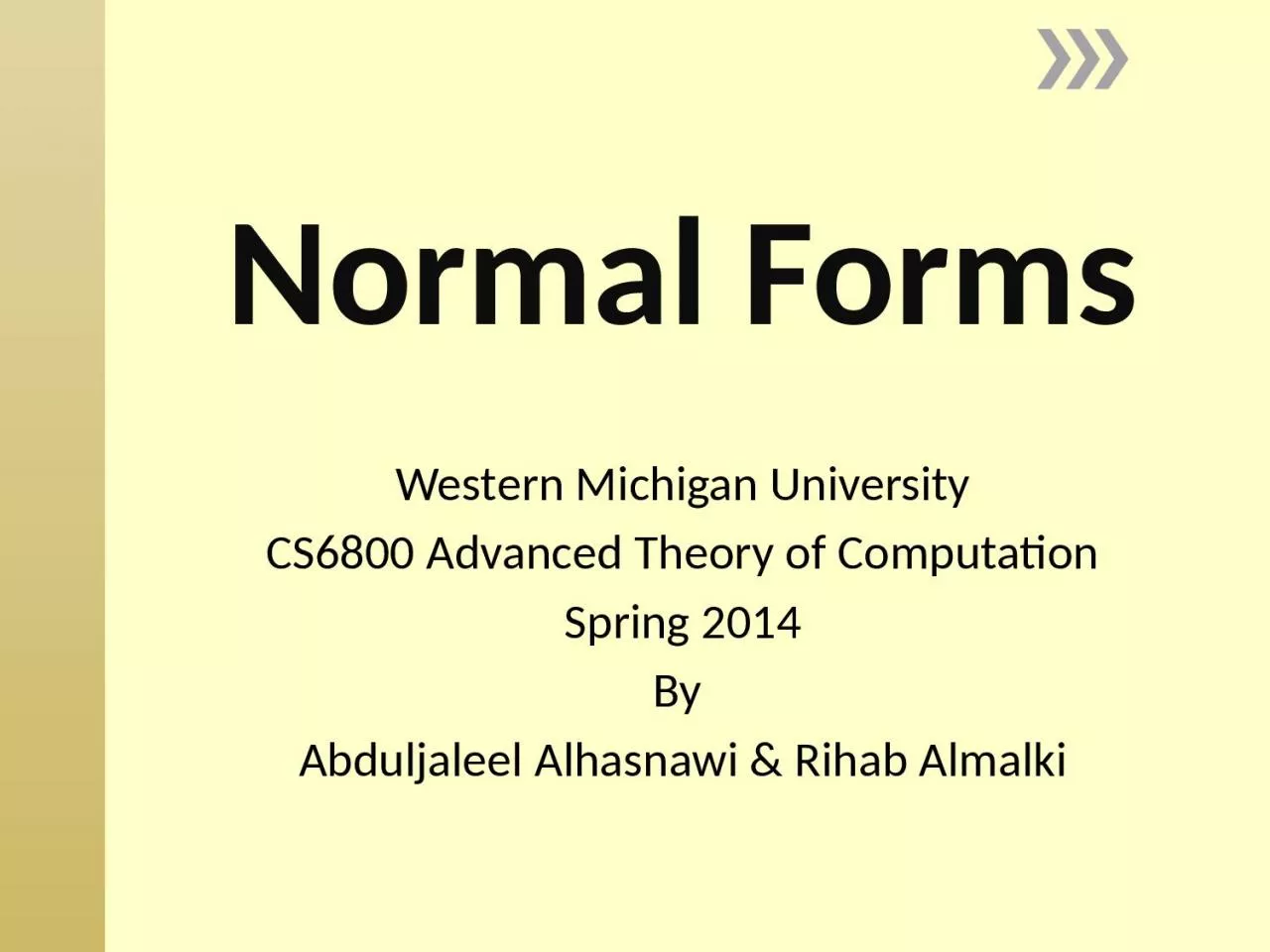 PPT-Normal Forms Western Michigan University