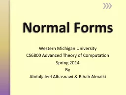 Normal Forms Western Michigan University