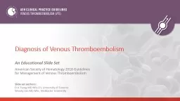 Diagnosis of Venous Thromboembolism