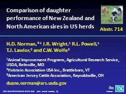 Comparison of daughter performance of New Zealand and North American sires in US herds