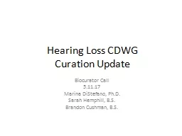 Hearing Loss  CDWG Curation