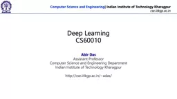 Deep Learning CS60010 Abir Das