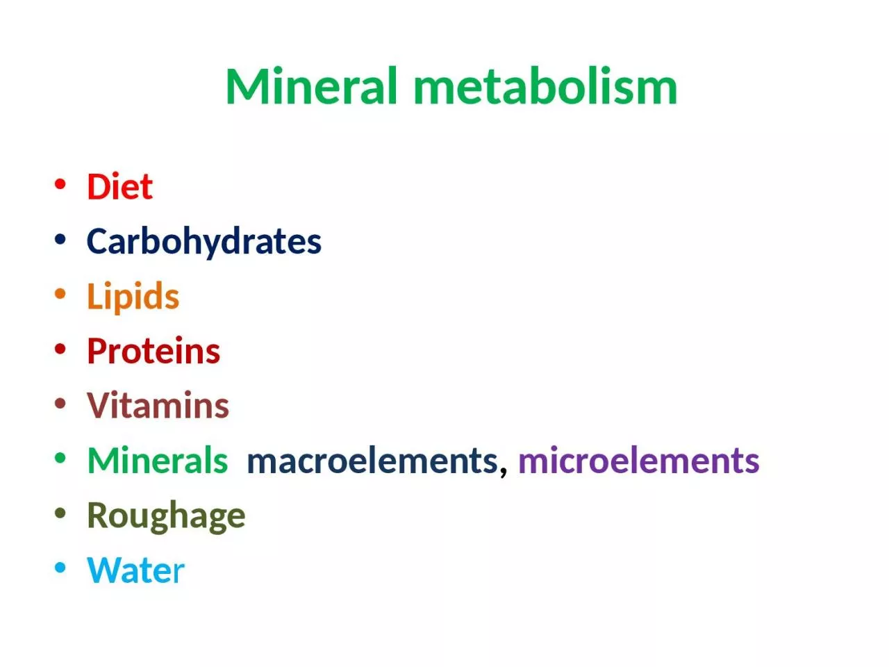 PPT-Mineral metabolism Diet