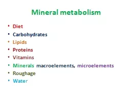 Mineral metabolism  Diet