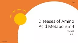 Diseases of Amino Acid Metabolism-I