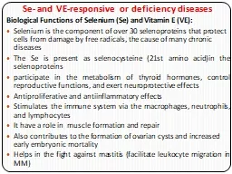 Se- and VE-responsive or deficiency diseases