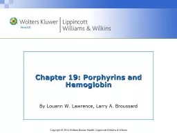 Chapter 19: Porphyrins and Hemoglobin