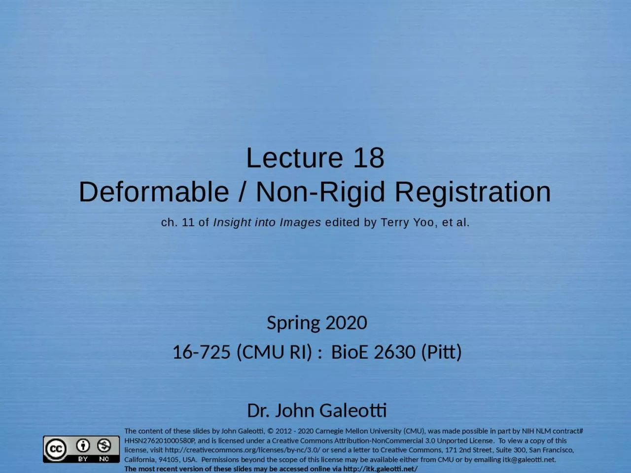 Lecture 18 Deformable / Non-Rigid Registration