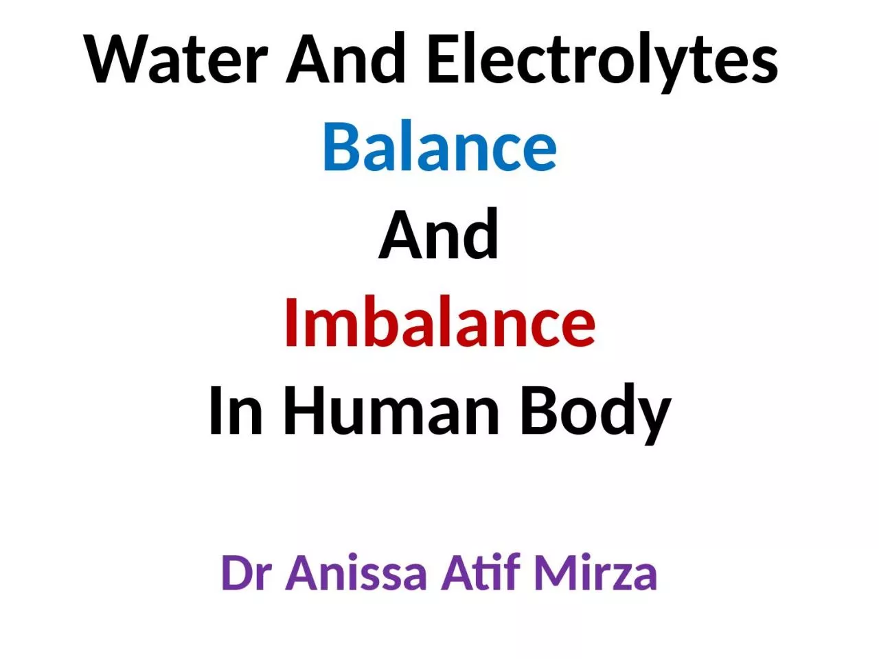 Water And Electrolytes  Balance