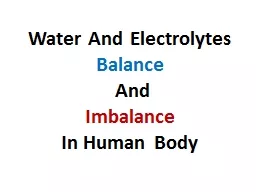 Water And Electrolytes  Balance