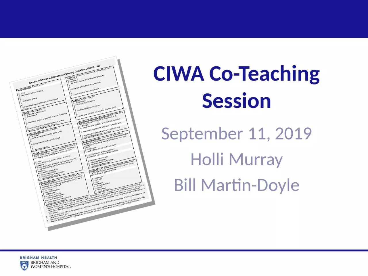 CIWA Co-Teaching Session