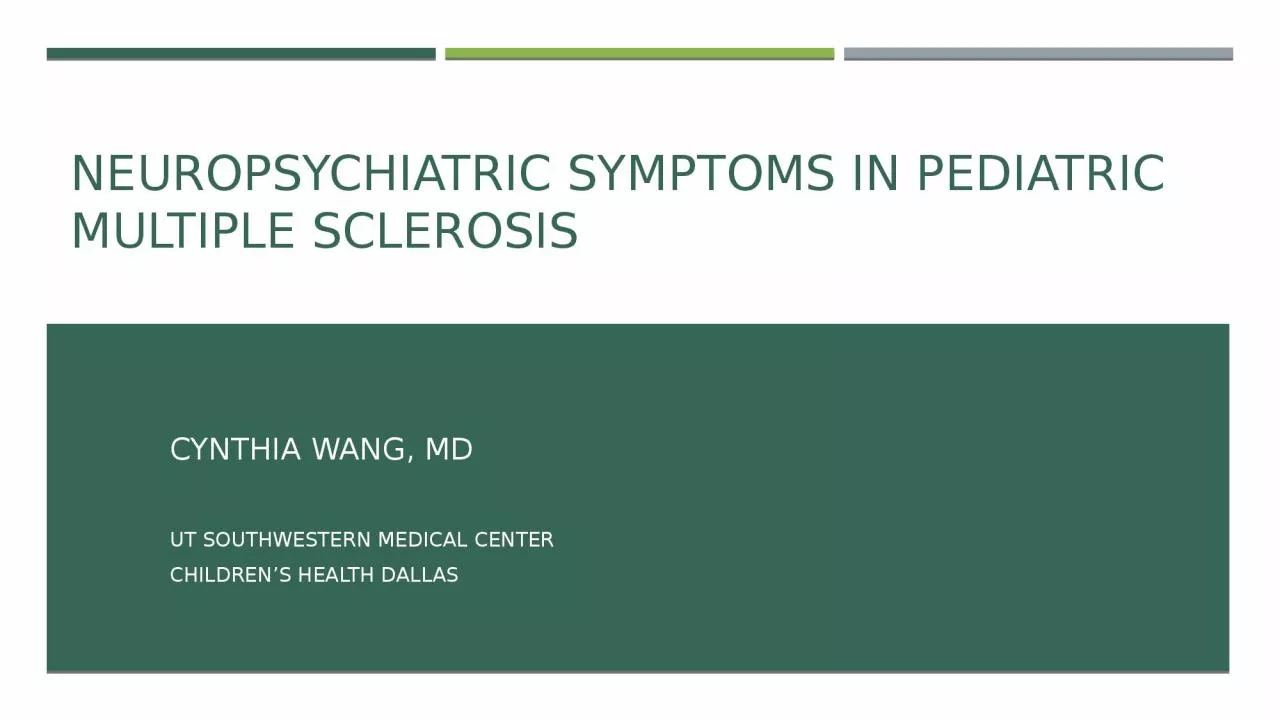 Neuropsychiatric Symptoms in Pediatric Multiple Sclerosis