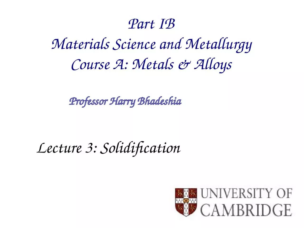 PPT-Part IB Materials Science and Metallurgy