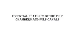 E ssential features of the pulp  chambers and pulp canals