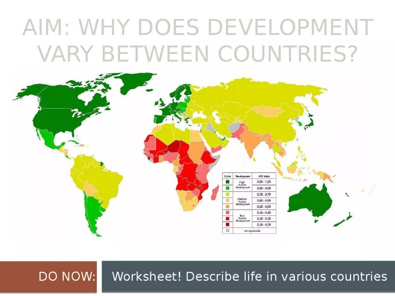 AIM: WHY DOES DEVELOPMENT VARY BETWEEN COUNTRIES?