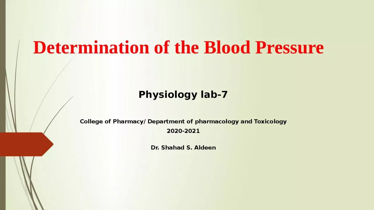 Determination of the Blood Pressure