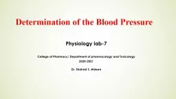 Determination of the Blood Pressure