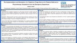 The Implementation and Evaluation of a Telephone Triage Service for Patients Referred to Physiother