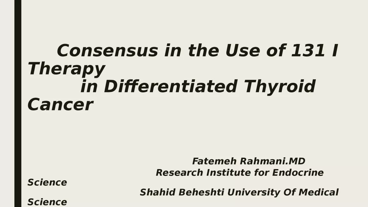 PPT-Consensus in the Use of 131