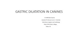 GASTRIC DILATATION IN CANINES