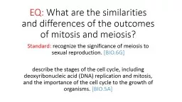 EQ:  What are the similarities and differences of the outcomes of mitosis and meiosis?