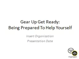 Gear Up Get Ready: Being Prepared To Help Yourself