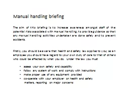 Manual handling briefing