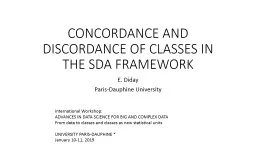 CONCORDANCE AND DISCORDANCE OF CLASSES IN THE SDA FRAMEWORK