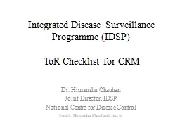 Integrated Disease Surveillance Programme (IDSP)