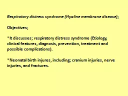 Respiratory distress syndrome (Hyaline membrane disease)