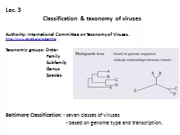 Lec .  3 Classification & taxonomy of viruses