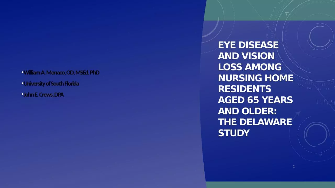 PPT-Eye Disease and Vision Loss Among Nursing Home Residents Aged 65 Years and Older: The